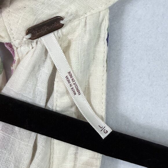 Free People Emily Ivory Floral Print Halter Tie-Back Tank Top Size L Boho Preppy - Picture 3 of 15